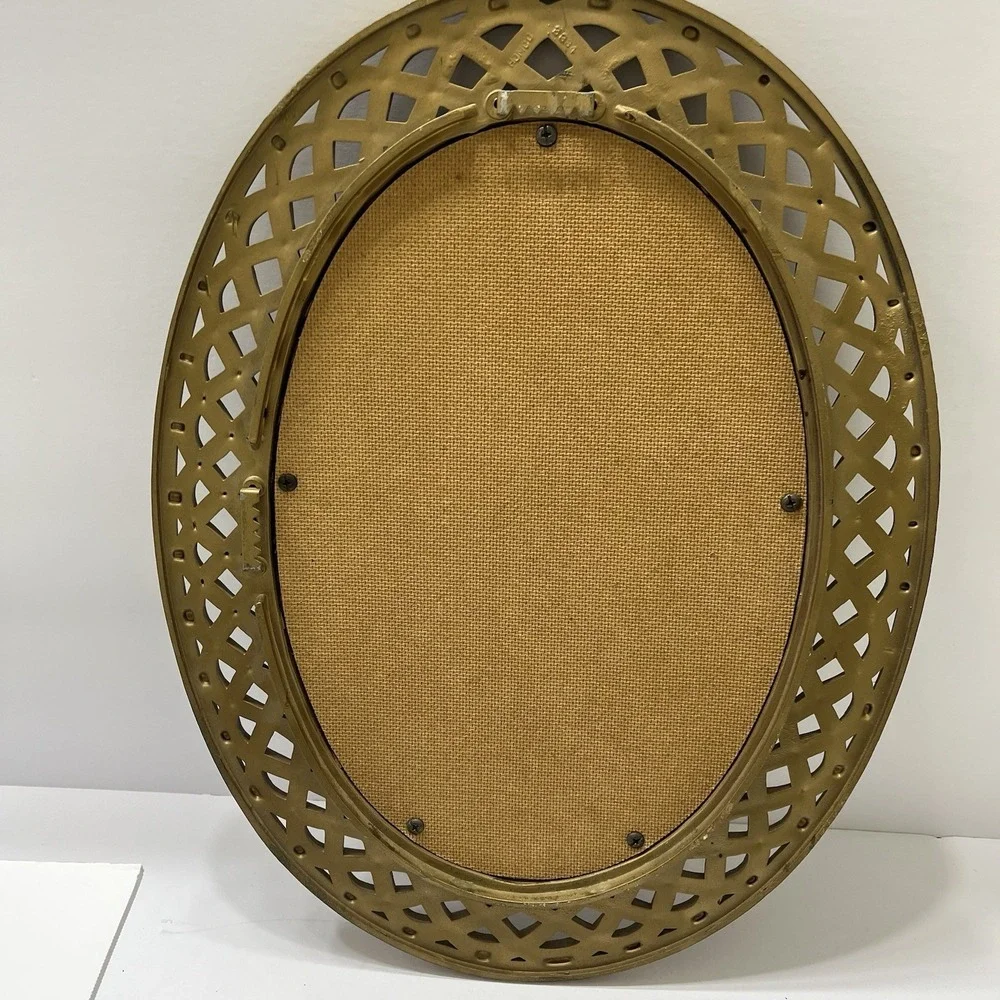 Vintage Homeco Mirror Faux Gold Braided Lattice Plastic Frame 16.5x12.5